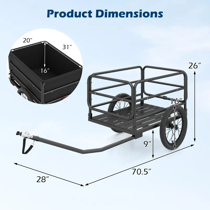 Goplus Fahrrad-Lastanhänger – Hochleistungs-Fahrradwagen (70,5" x 28" x 26")