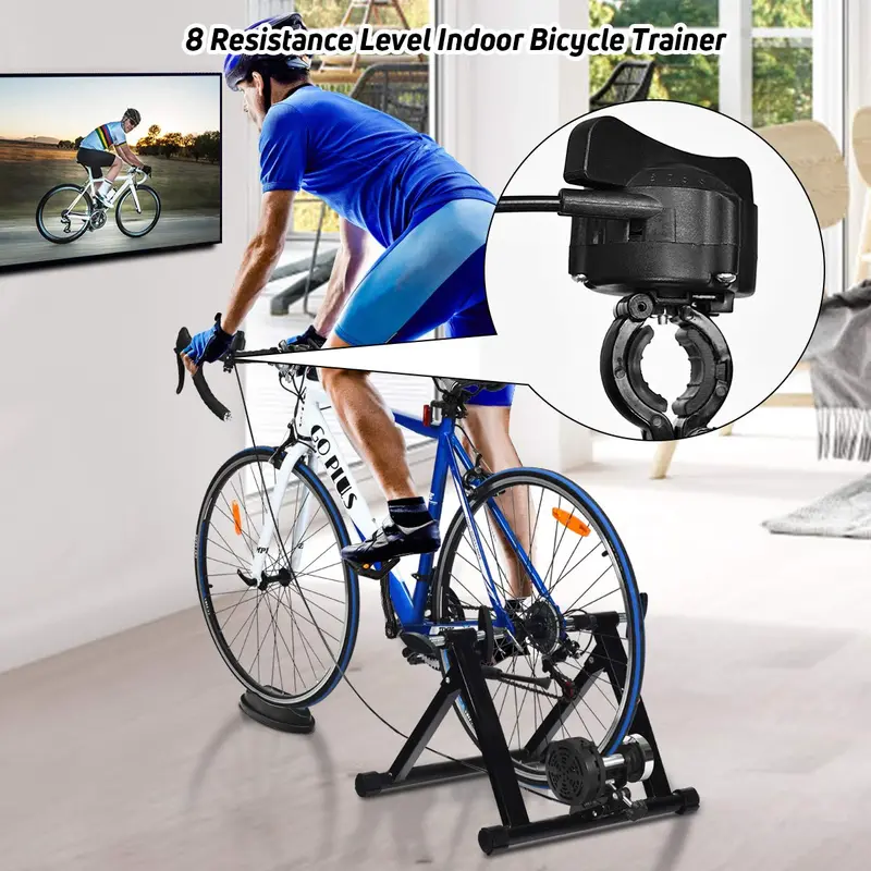 GoPlus-Fahrradtrainerständer, magnetischer Indoor-Fahrradtrainer mit 8 Widerstandsstufen