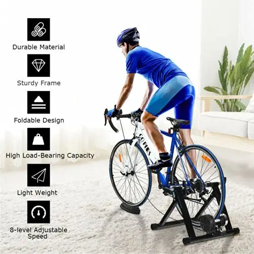 GoPlus-Fahrradtrainerständer, magnetischer Indoor-Fahrradtrainer mit 8 Widerstandsstufen