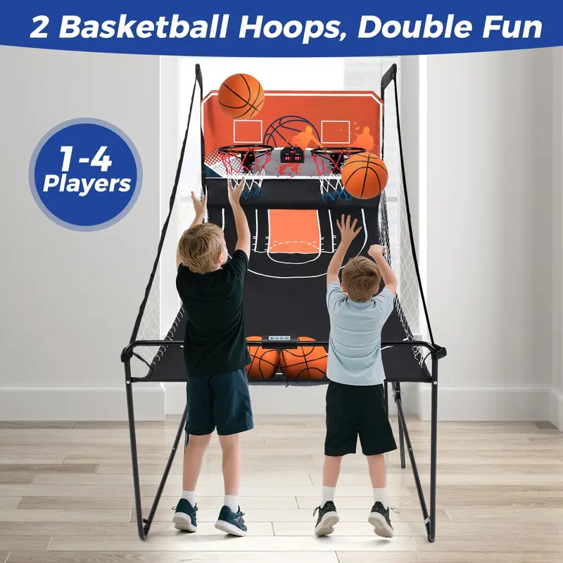 Goplus faltbares Dual-Shot-Basketball-Arcade-Spiel mit LCD-Punktzahlanzeige und 4 Bällen 2