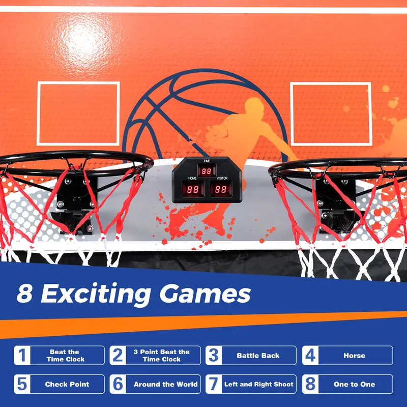 Goplus faltbares Dual-Shot-Basketball-Arcade-Spiel mit LCD-Punktzahlanzeige und 4 Bällen
