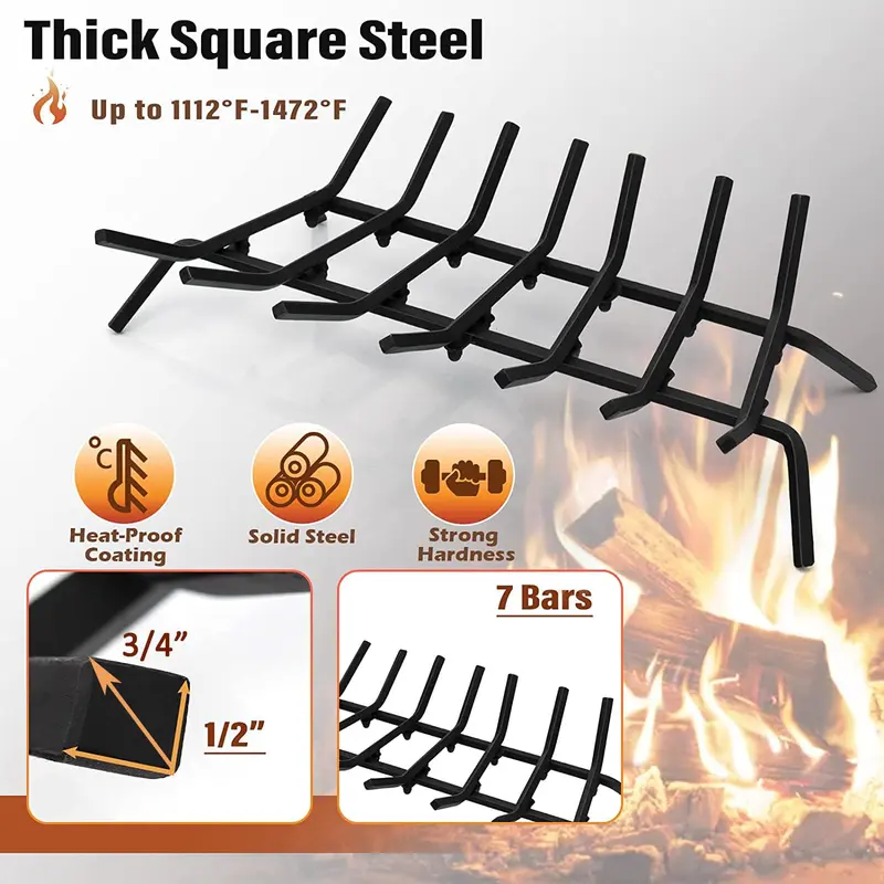 GoPlus Feuerstelle-Loggrill, 79 cm (31 Zoll), robust aus Stahl, mit 19 mm breiten massiven Stäben für Außenfeuerstellen und Anzündhilfen