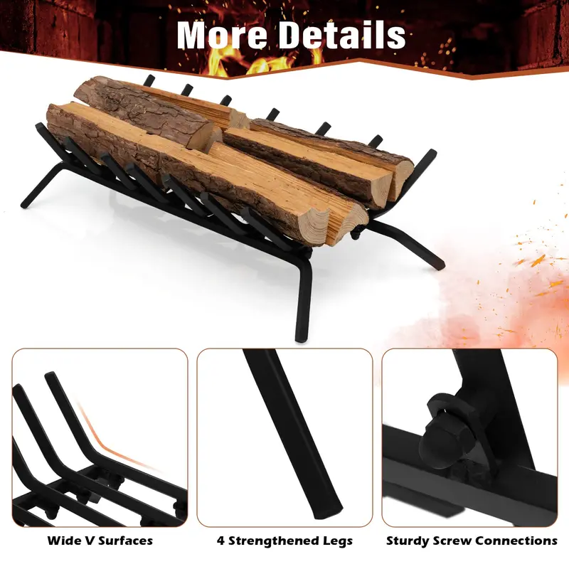GoPlus Feuerstelle-Loggrill, 79 cm (31 Zoll), robust aus Stahl, mit 19 mm breiten massiven Stäben für Außenfeuerstellen und Anzündhilfen