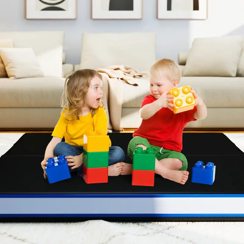 Goplus Fitness-Matte, 122 x 122 x 10 cm, extra dick (4 Zoll), zweiteilig faltbar, mit Tragegriffen und PU-Leder-Bezug