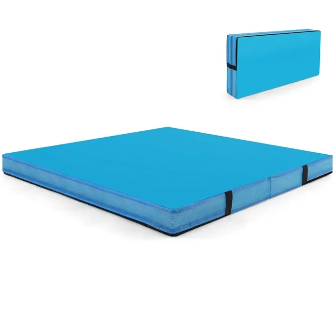 Goplus Fitnessmatte, 122 x 122 x 10 cm, extra dick (4 Zoll), zweifach faltbar, mit Tragegriffen und PU-Leder-Bezug