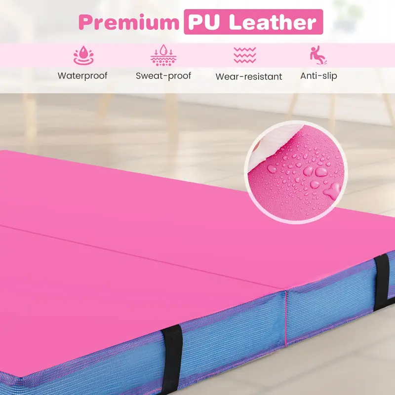 Goplus Fitnessmatte, 122 x 122 x 10 cm, extra dick (4 Zoll), zweifach faltbar, mit Tragegriffen und PU-Leder-Bezug