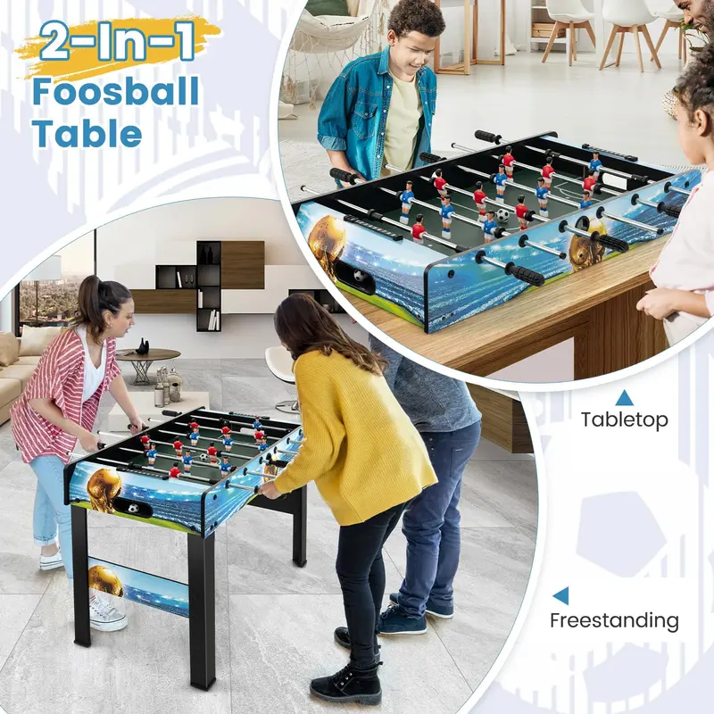 Goplus Foosball-Tisch, 2-in-1-Tischmodell & freistehender Fußballtisch