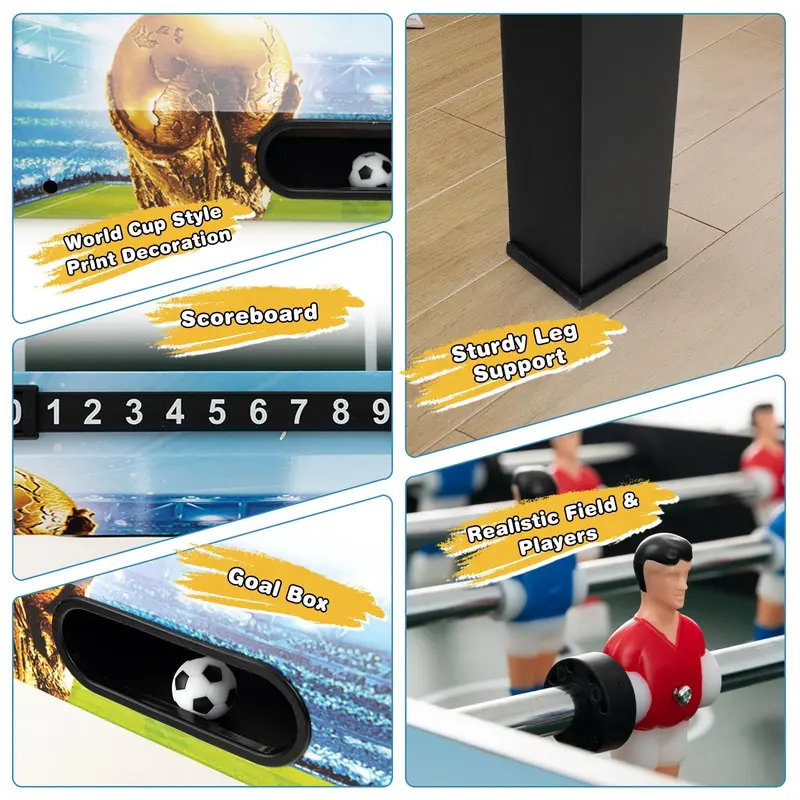 Goplus Foosball-Tisch, 2-in-1-Tischmodell & freistehender Fußballtisch