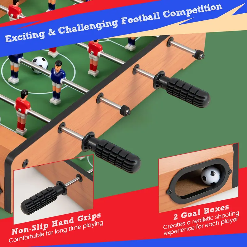 Goplus Foosball-Tisch, 20-Zoll-Mini-Tischfußball mit 2 Bällen, Punktzählern und tragbarem Fußballtisch für Kinder