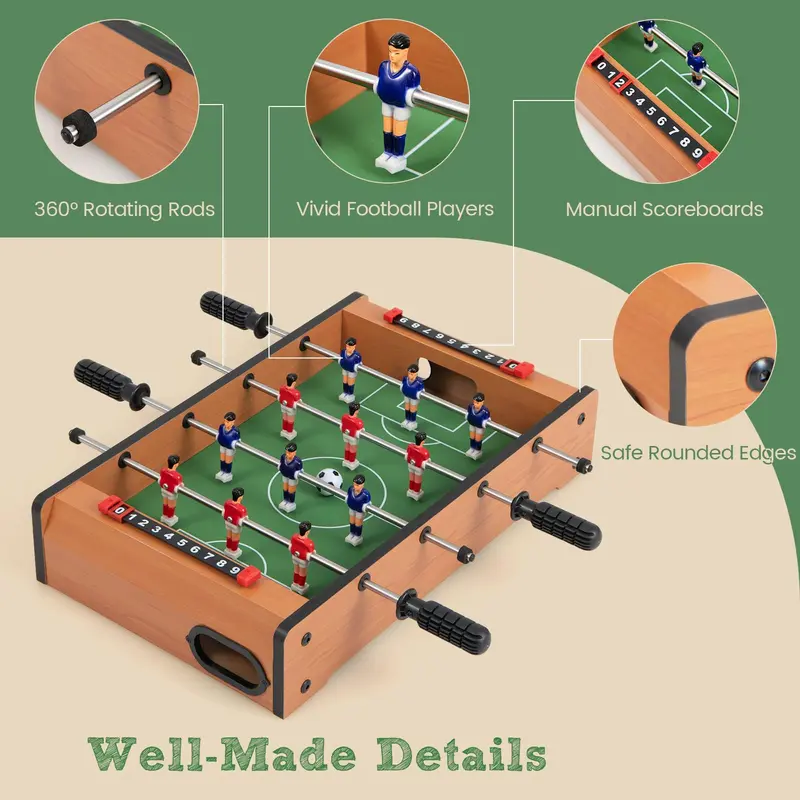 Goplus Foosball-Tisch, 20-Zoll-Mini-Tischfußball mit 2 Bällen, Punktzählern und tragbarem Fußballtisch für Kinder