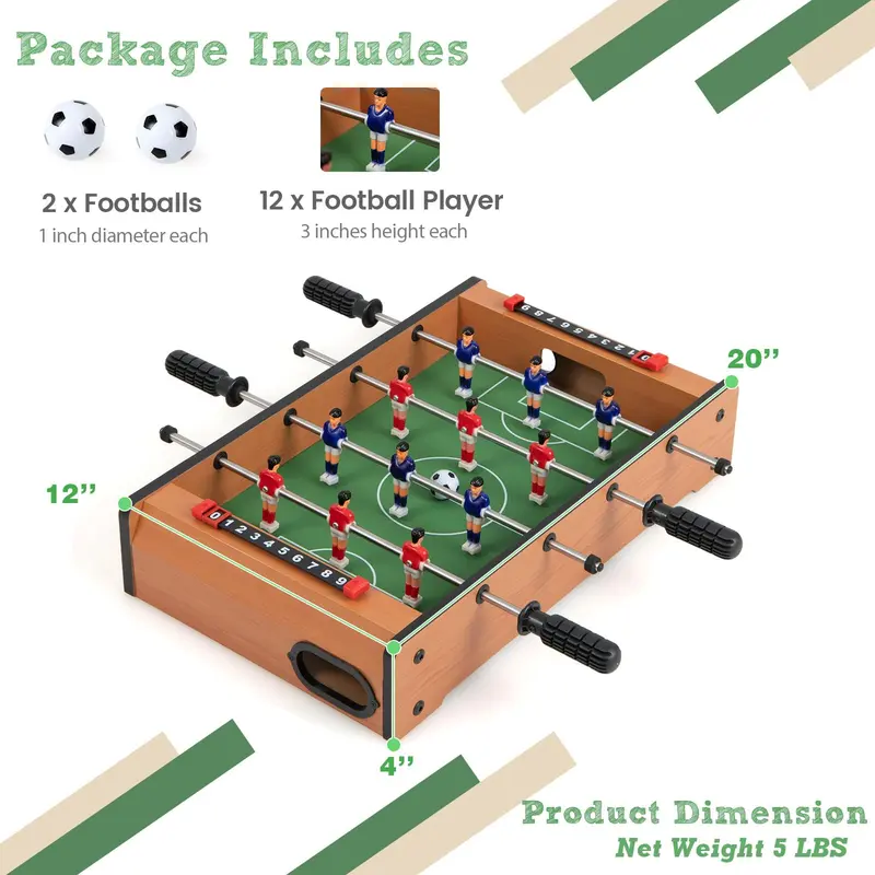 Goplus Foosball-Tisch, 20-Zoll-Mini-Tischfußball mit 2 Bällen, Punktzählern und tragbarem Fußballtisch für Kinder