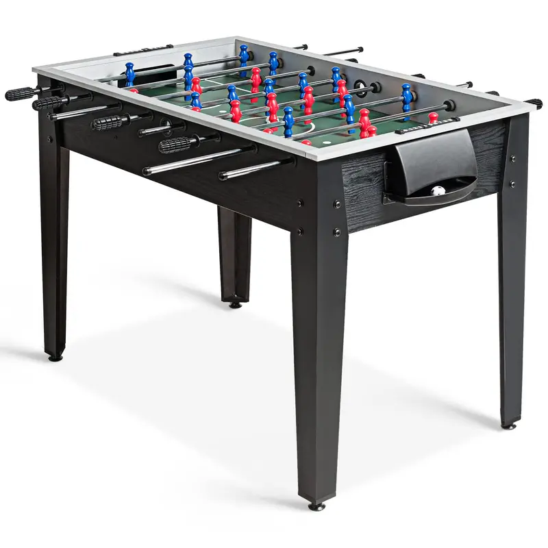 Goplus Foosballtisch, 122 cm, Holz-Spieltisch für Fußballspiele mit 2 Fußbällen und 2 Getränkehaltern