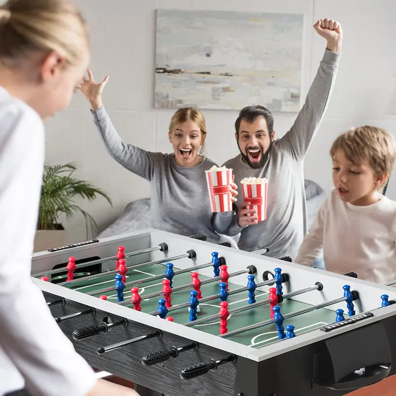 Goplus Foosballtisch, 122 cm, Holz-Spieltisch für Fußballspiele mit 2 Fußbällen und 2 Getränkehaltern