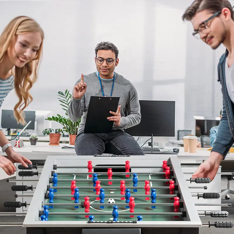 Goplus Foosballtisch, 122 cm, Holz-Spieltisch für Fußballspiele mit 2 Fußbällen und 2 Getränkehaltern
