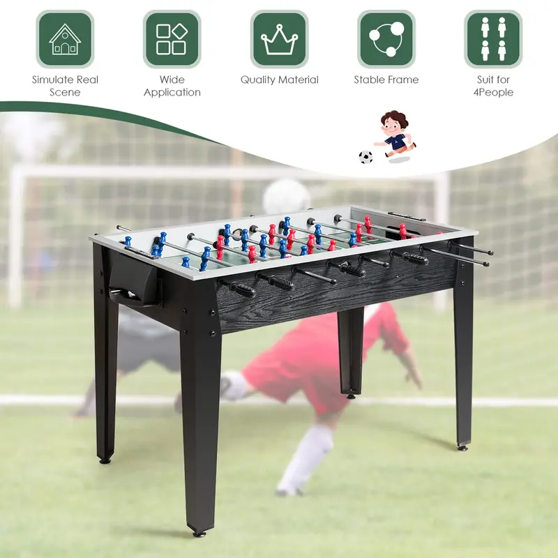 Goplus Foosballtisch, 122 cm, Holz-Spieltisch für Fußballspiele mit 2 Fußbällen und 2 Getränkehaltern