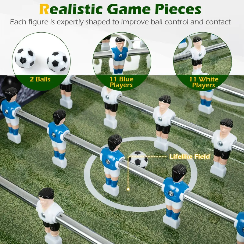 Goplus Foosballtisch, 134 cm (54 Zoll), vollständige Größe, mit 2 Bällen, 22 Figuren und ergonomischen Griffen