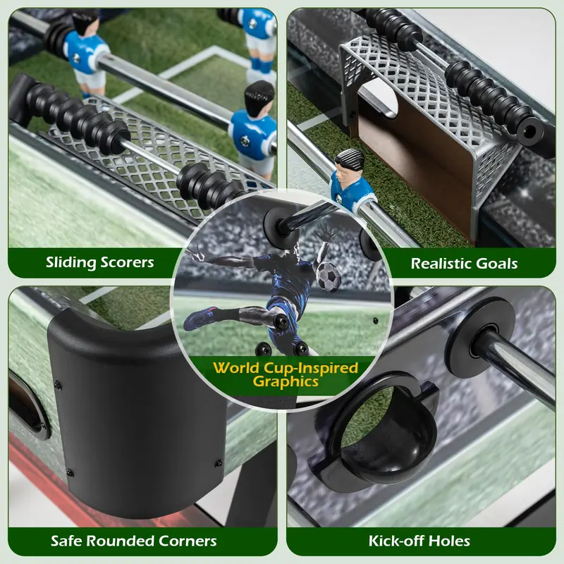 Goplus Foosballtisch, 134 cm (54 Zoll), vollständige Größe, mit 2 Bällen, 22 Figuren und ergonomischen Griffen