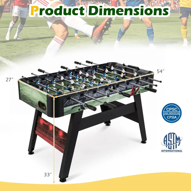 Goplus Foosballtisch, 134 cm (54 Zoll), vollständige Größe, mit 2 Bällen, 22 Figuren und ergonomischen Griffen