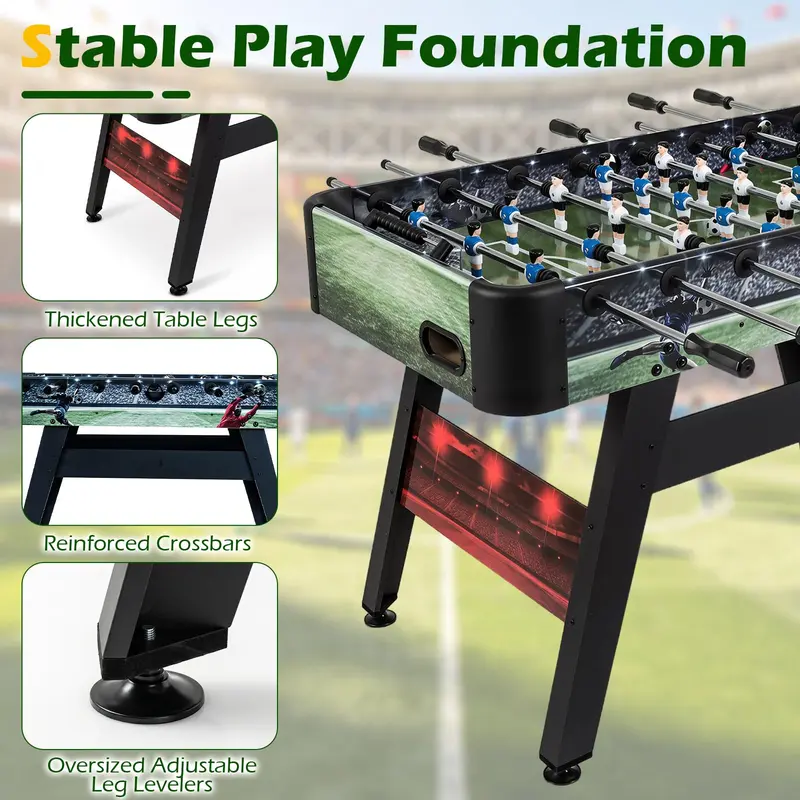 Goplus Foosballtisch, 134 cm (54 Zoll), vollständige Größe, mit 2 Bällen, 22 Figuren und ergonomischen Griffen