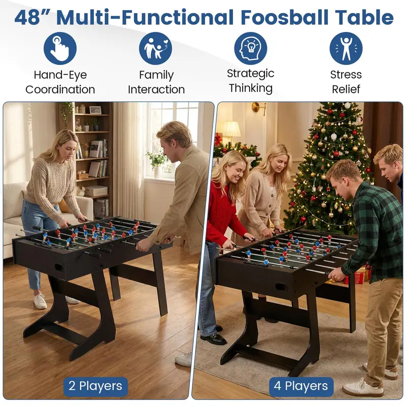 Goplus Foosballtisch mit voller Wettkampfgröße (122 cm), freistehend, 48 Zoll, mit 22 Figuren und 2 Bällen
