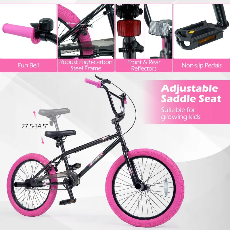 Goplus Freestyle-BMX-Fahrrad 20" für Tricks mit 360-Grad-Lenkung