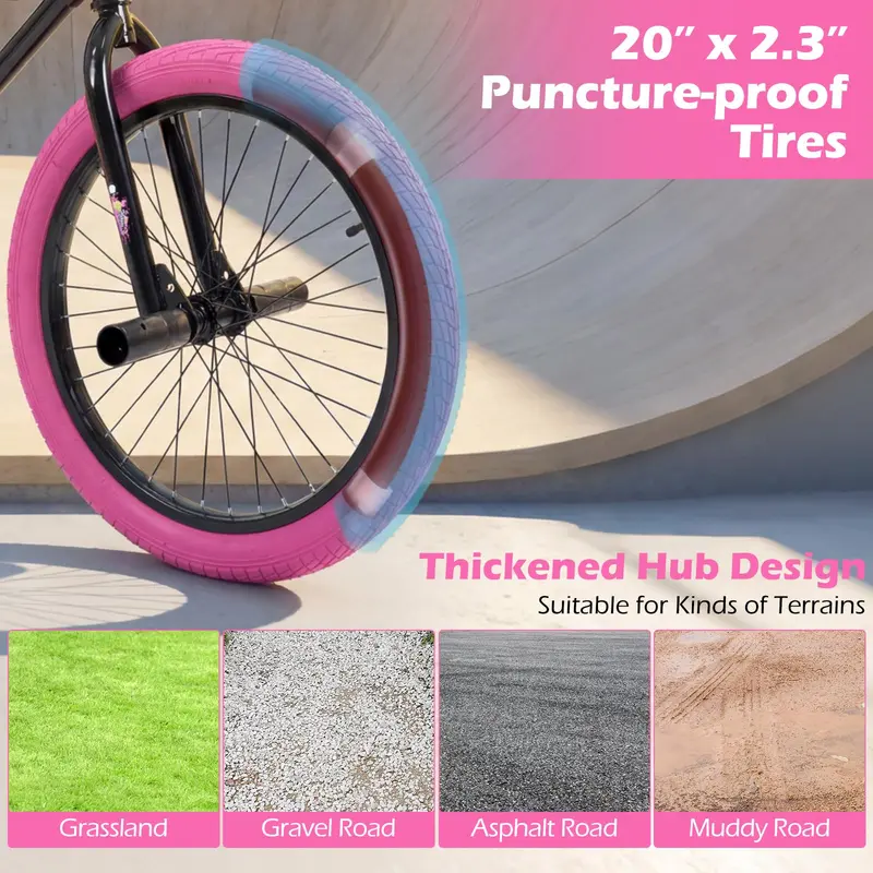 Goplus Freestyle-BMX-Fahrrad 20" für Tricks mit 360-Grad-Lenkung