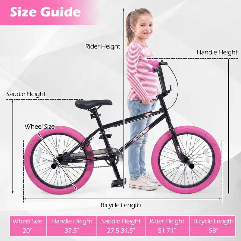 Goplus Freestyle-BMX-Fahrrad 20" für Tricks mit 360-Grad-Lenkung
