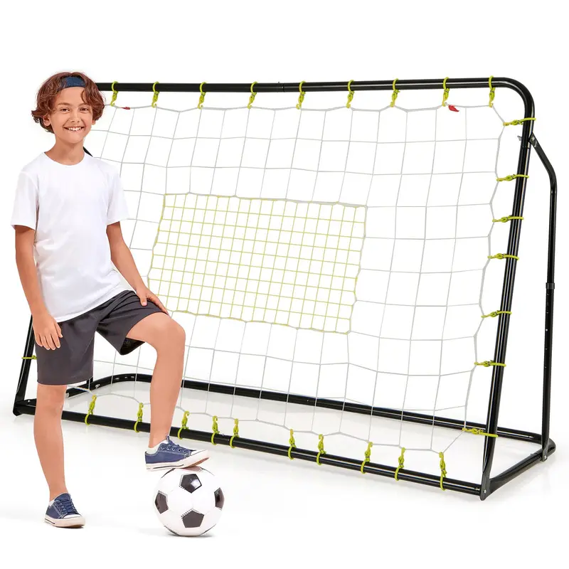 Goplus Fußballnetz 183 x 122 cm, 2-in-1-Fußball-Rückstoßnetz mit Torfunktion und Zusatzbereich für Schusstraining