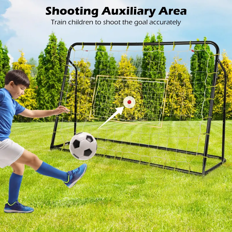 Goplus Fußballnetz 183 x 122 cm, 2-in-1-Fußball-Rückstoßnetz mit Torfunktion und Zusatzbereich für Schusstraining