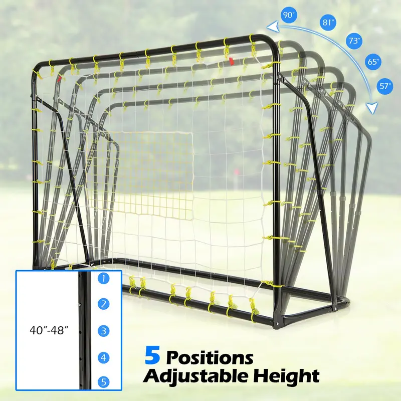 Goplus Fußballnetz 183 x 122 cm, 2-in-1-Fußball-Rückstoßnetz mit Torfunktion und Zusatzbereich für Schusstraining