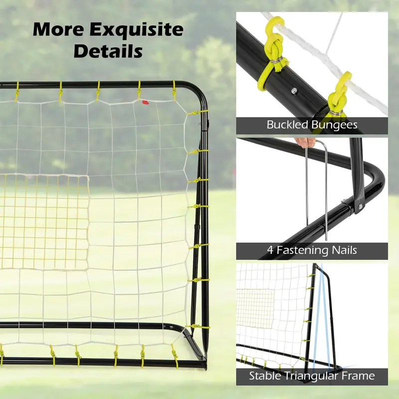 Goplus Fußballnetz 183 x 122 cm, 2-in-1-Fußball-Rückstoßnetz mit Torfunktion und Zusatzbereich für Schusstraining