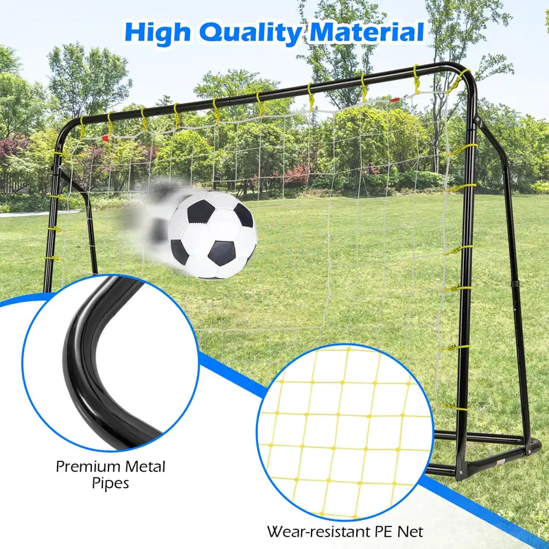 Goplus Fußballnetz 183 x 122 cm, 2-in-1-Fußball-Rückstoßnetz mit Torfunktion und Zusatzbereich für Schusstraining
