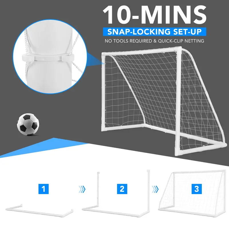 GoPlus Fußballtor, 183 cm x 122 cm (6 ft x 4 ft) mit stabilem PVC-Rahmen