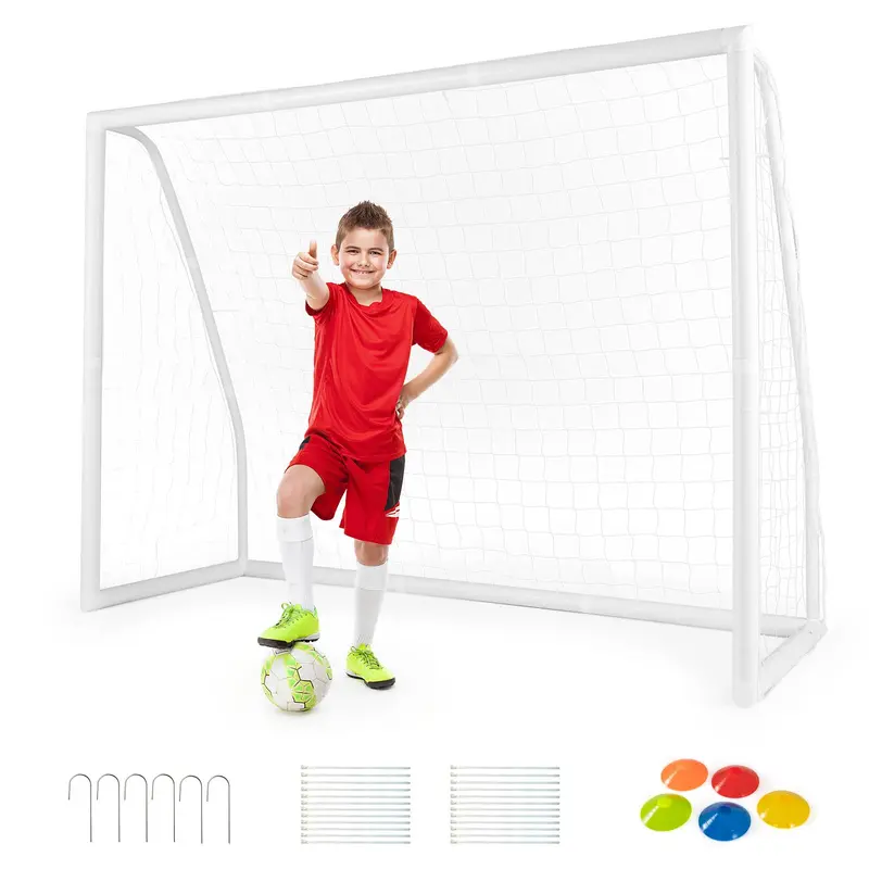 GoPlus Fußballtor, 2,44 x 1,83 m (8' x 6'), inkl. robustem UPVC-Rahmen und hochfestem Netz, schnelle Montage, langlebiges Netz