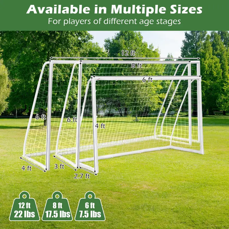 GoPlus Fußballtor, 2,44 x 1,83 m (8' x 6'), inkl. robustem UPVC-Rahmen und hochfestem Netz, schnelle Montage, langlebiges Netz