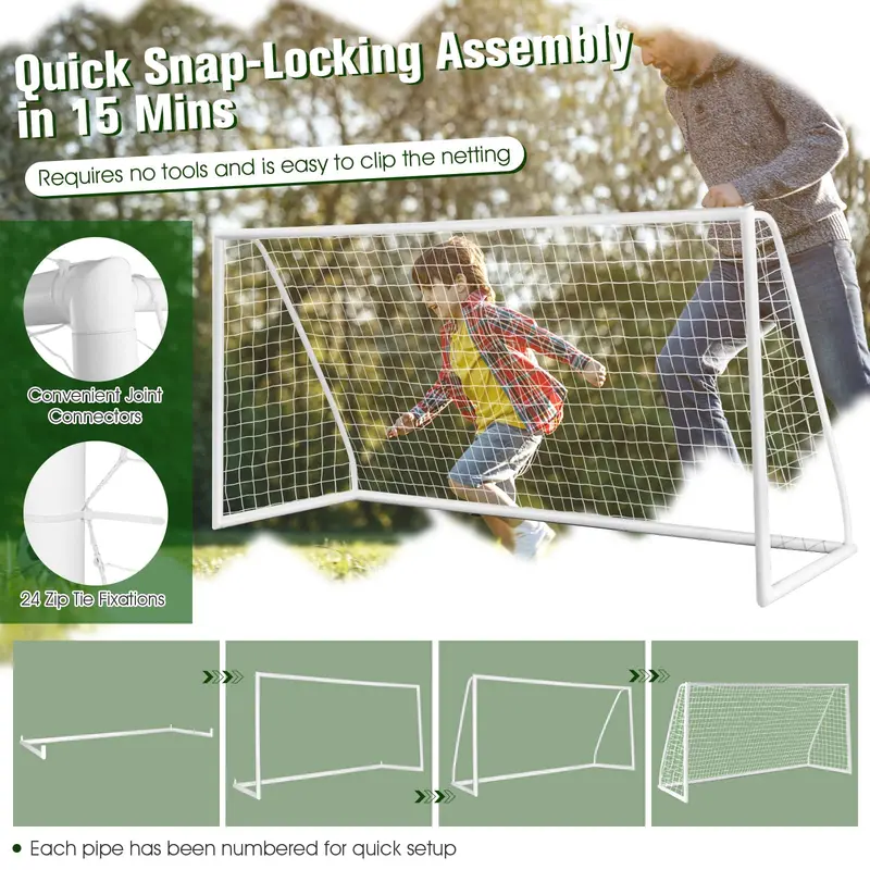 GoPlus Fußballtor, 3,66 m x 1,83 m x 1,22 m (12 ft x 6 ft x 4 ft), robustes UPVC-Rahmen-System, schnelle Montage, hochfestes Netz