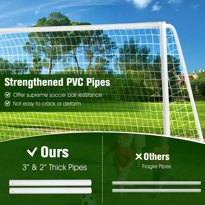 GoPlus Fußballtor, 3,66 m x 1,83 m x 1,22 m (12 ft x 6 ft x 4 ft), robustes UPVC-Rahmen-System, schnelle Montage, hochfestes Netz