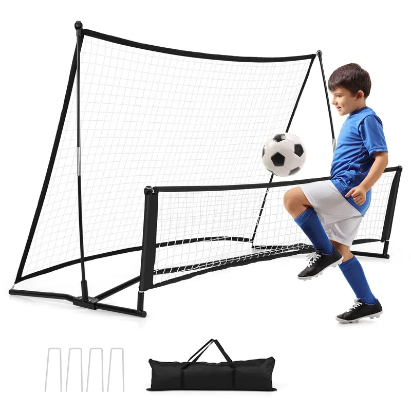 GoPlus Fußballtrainer 80" x 40", 2-in-1-Fußball-Rückstoßnetz mit Transporttasche