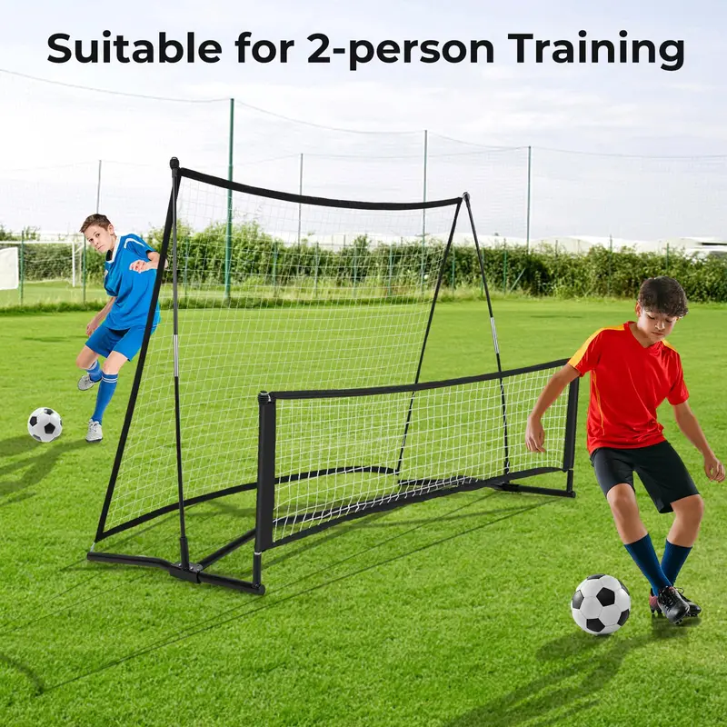 GoPlus Fußballtrainer 80" x 40", 2-in-1-Fußball-Rückstoßnetz mit Transporttasche 2