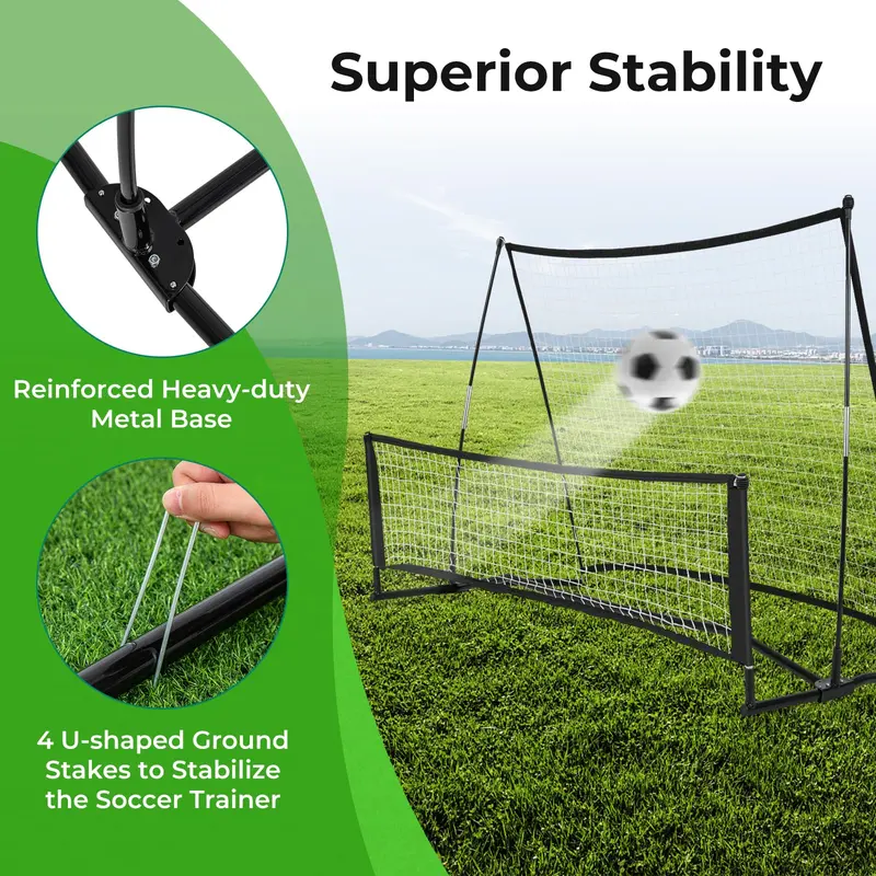 GoPlus Fußballtrainer 80" x 40", 2-in-1-Fußball-Rückstoßnetz mit Transporttasche