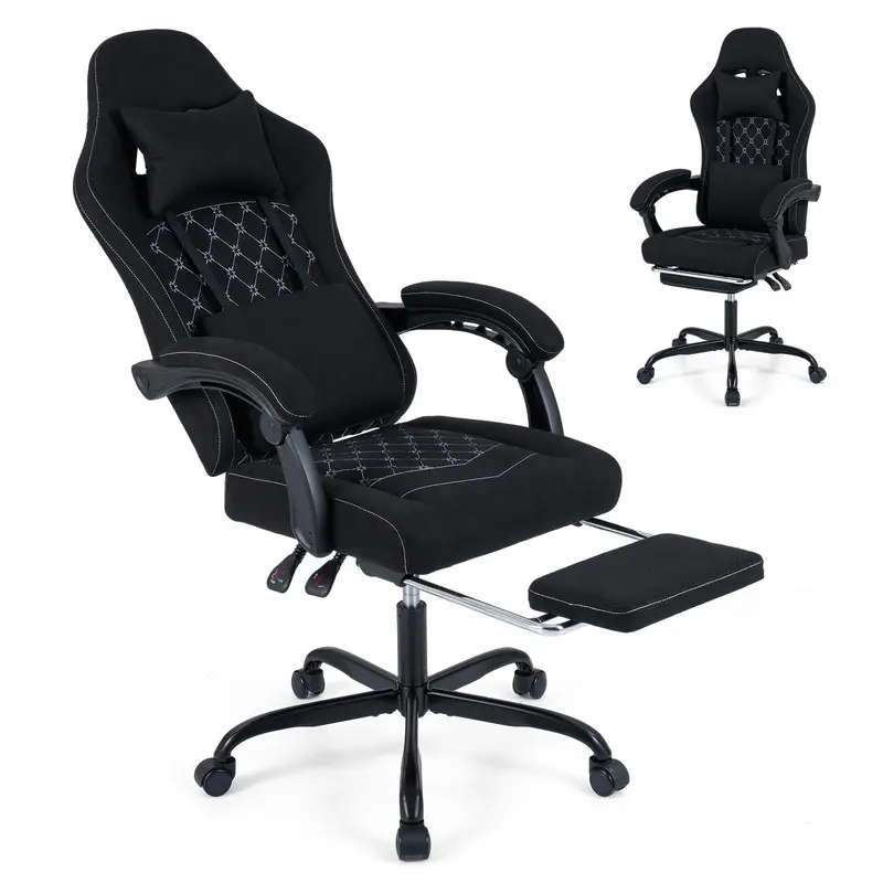 Goplus Gaming-Stuhl mit höhenverstellbarem Computerstuhl und Kopfstütze für Videospiele 2