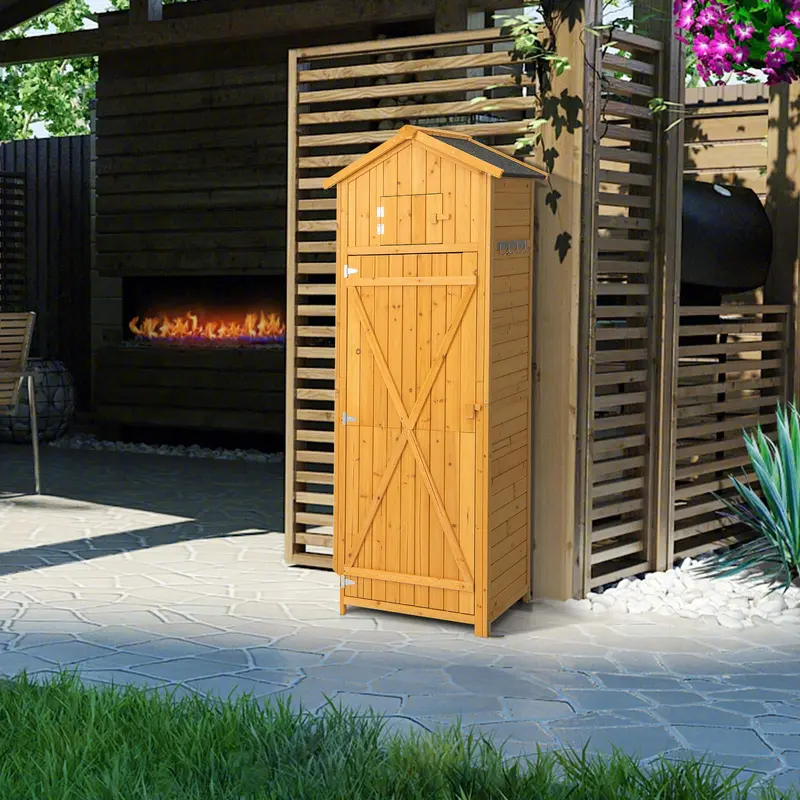 Goplus Gartenabstellraum aus Holz mit abschließbaren Türen 2