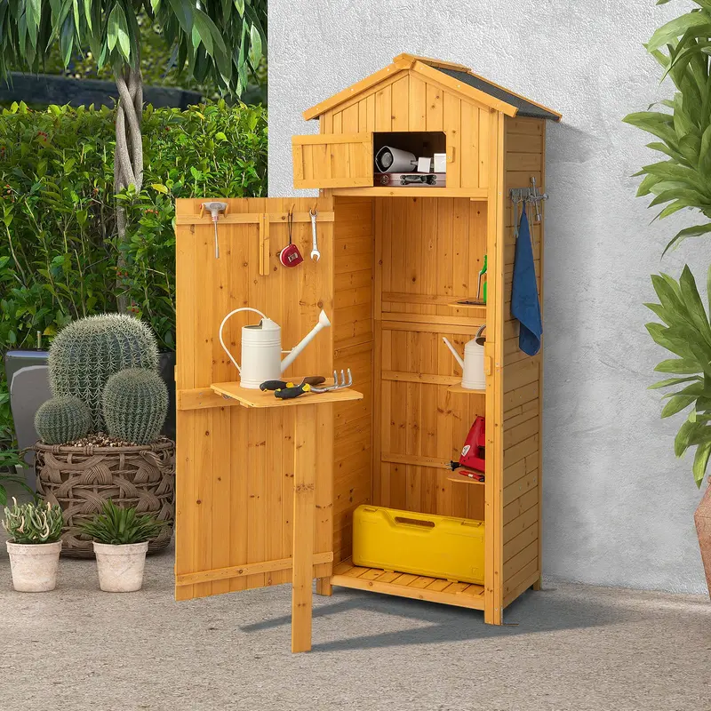 Goplus Gartenabstellraum aus Holz mit abschließbaren Türen