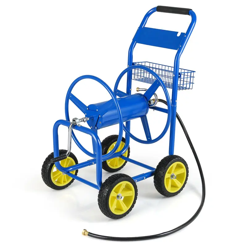 GoPlus-Gartenschlauchaufroller auf Rollwagen | 300 Fuß (91,4 m) Kapazität für 5/8"-Schläuche