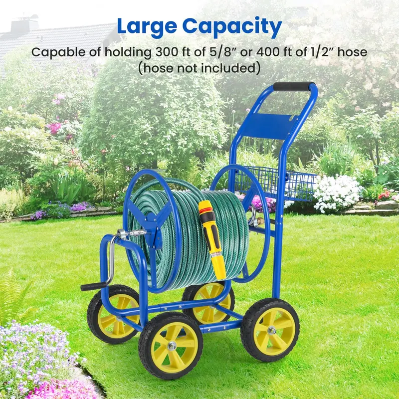 GoPlus-Gartenschlauchaufroller auf Rollwagen | 300 Fuß (91,4 m) Kapazität für 5/8"-Schläuche 2