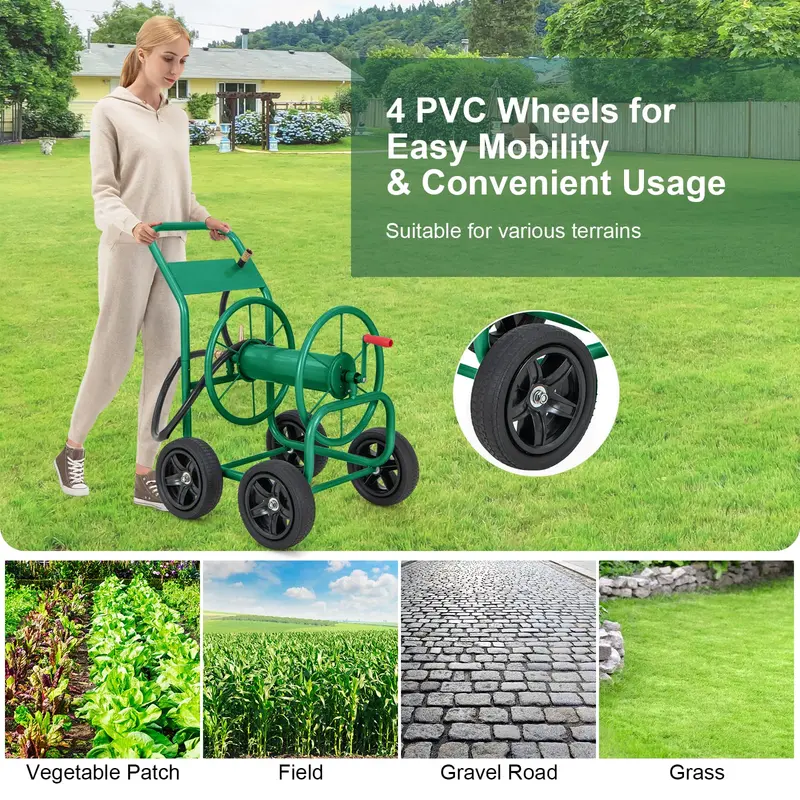 GoPlus-Gartenschlauchaufroller auf Rollwagen