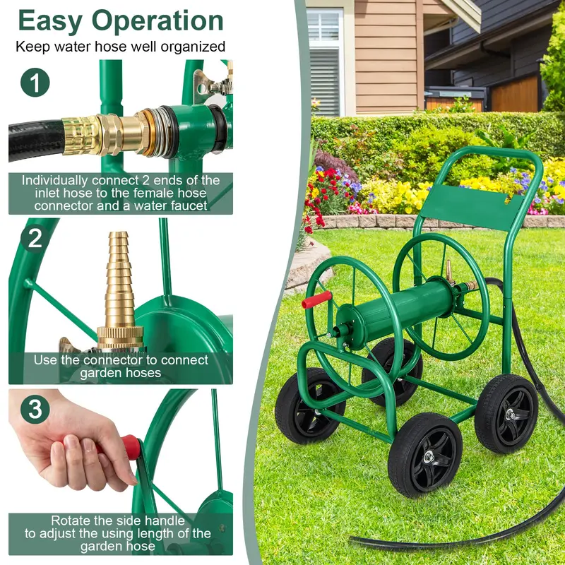 GoPlus-Gartenschlauchaufroller auf Rollwagen