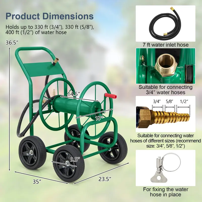 GoPlus-Gartenschlauchaufroller auf Rollwagen