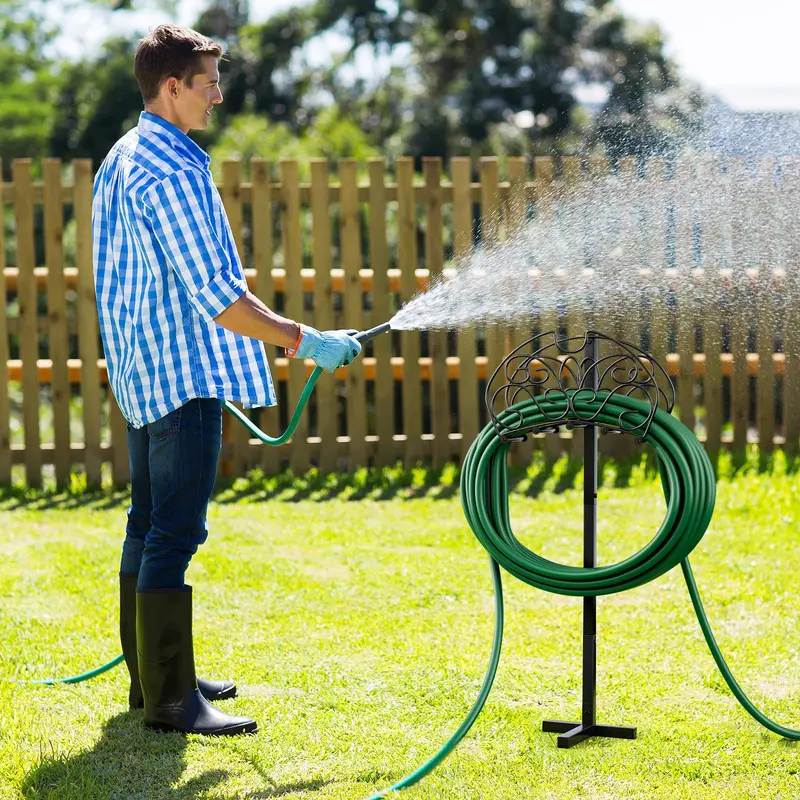 GoPlus-Gartenschlauchhalter, abnehmbarer Metall-Schlauchständer mit 3 Verankerungspunkten 2