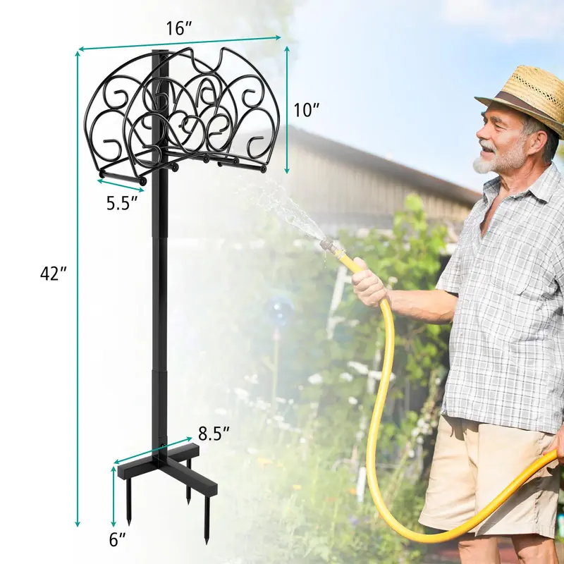GoPlus-Gartenschlauchhalter, abnehmbarer Metall-Schlauchständer mit 3 Verankerungspunkten